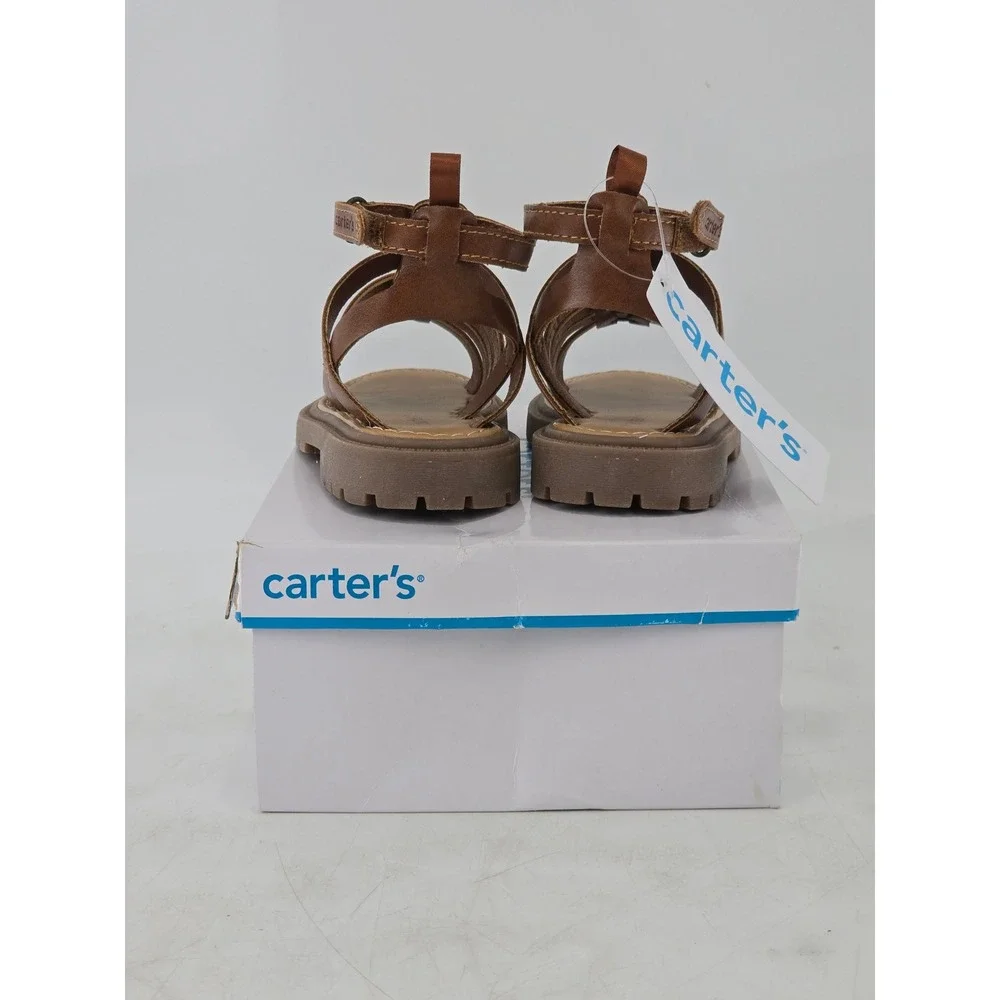 Carter's Ronda Gladiator Sandals Toddler 7 Brown Strappy Ankle Hook Loop - New